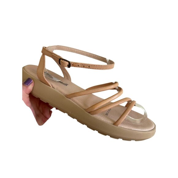 Free People Vivienne Strappy Sandal Beige Coral Adjustable Ankle Strap - Picture 8 of 14